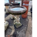 A weathered bird bath, 75cm high, COLLECT ONLY.