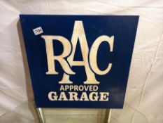An R.A.C double sided garage sign, 50 x 50 cm, COLLECT ONLY.