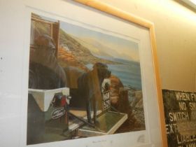 A limited ed. Land Rover Black Labrador signed print 494/500. 'Man's Best Friend' by Nigel Hemming,