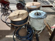 Three drums of new cable, COLLECT ONLY.