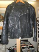 A leather jacket and trousers, 40" chest.
