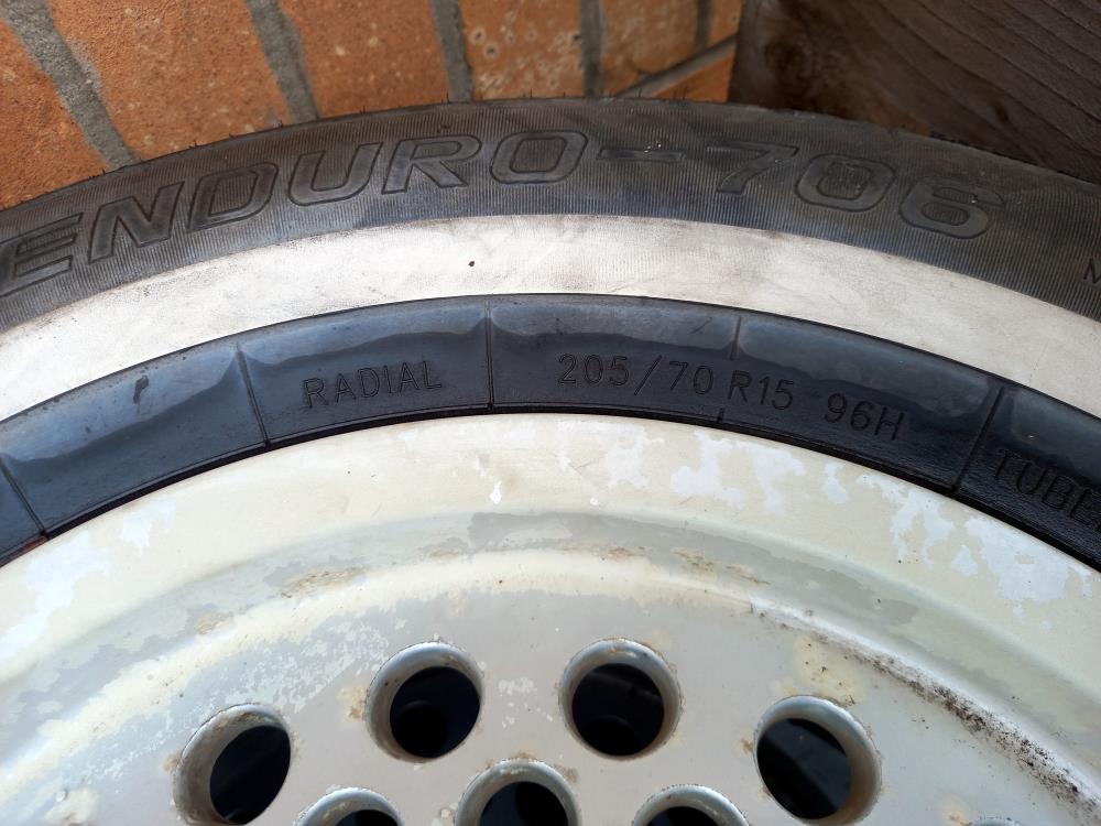 A set of four Jaguar alloys, 205/70/25 with good tyres, COLLECT ONLY. - Image 2 of 2