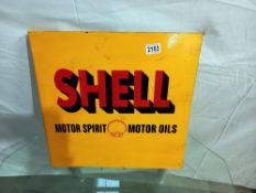 A double sided Shell Spirit motor sign, 45 x 44 cm, COLLECT ONLY.