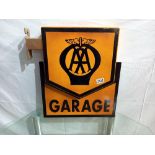 A double sided AA garage sign, 42 x 49 cm, COLLECT ONLY.