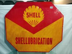 A Shell Lubrication sign, 87 x 75 cm, COLLECT ONLY.