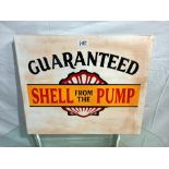 A double sided Shell pump sign, 55 x 45 cm, COLLECT ONLY.