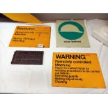 4 vintage metal warning signs