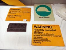 4 vintage metal warning signs