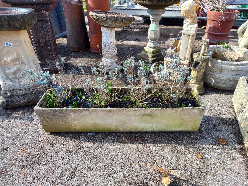 A weathered concrete trough, 93 x 22 cm, COLLLECT ONLY - Image 2 of 2