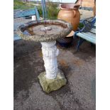 A patterned concrete bird bath, 70 cm. COLLECT ONLY.