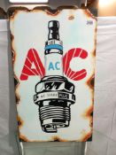 An A C spark plug wooden sign, 45 x 75 cm. COLLECT ONLY.