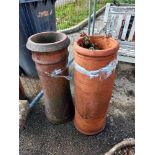 Two terracotta chimney planters, COLLECT ONLY.