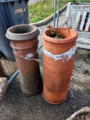 Two terracotta chimney planters, COLLECT ONLY.