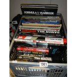 A large box of Formula 1 books including Damon Hill, Sterling Moss etc., COLLECT ONLY.