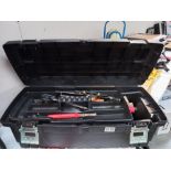 A Keter toolbox with various tools COLLECT ONLY