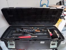 A Keter toolbox with various tools COLLECT ONLY