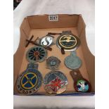 A quantity of car badges including round table Verulam auto club etc.