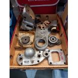 A selection of Norton motorcycle cut away engine parts,