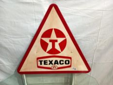 A Texaco triangle metal sign, 65 x 57 cm, COLLECT ONLY.
