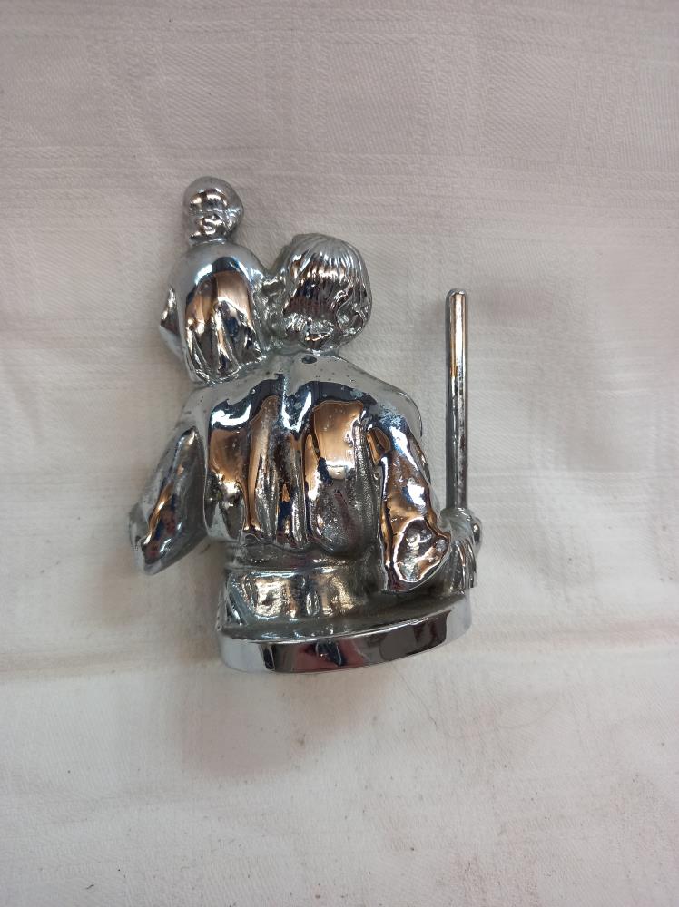 A chrome Lejeune bust of St. Christopher car mascot, - Image 3 of 4