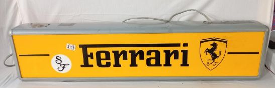 A double sided Ferrari light box sign, COLLECT ONLY.