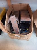 A box containing metal clamps & 2 metal boxes etc. COLLECT ONLY.