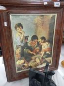 A mid 20th century framed and glazed print of young boys COLLECT ONLY.