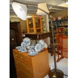 A chrome floor standing lamp with magnifier. COLLECT ONLY.