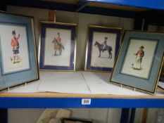 Four framed and glazed military uniform prints.