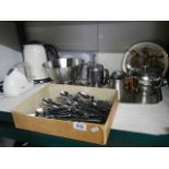 A mixed lot of EPNS kitchenware.