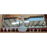 A cut glass decanter and 2 sets of 6 sherry glasses