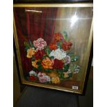 A Victorian oil on canvas signed painting of flowers, COLLECT ONLY.
