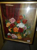 A Victorian oil on canvas signed painting of flowers, COLLECT ONLY.