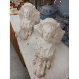 A pair of plaster figural wall bracket shelves COLLECT ONLY