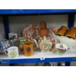 A mixed lot of ceramic plates, teapot etc., COLLECT ONLY.