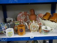 A mixed lot of ceramic plates, teapot etc., COLLECT ONLY.