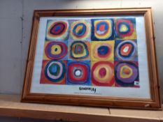 A large pine framed Kandinsky poster copyright 1997 COLLECT ONLY