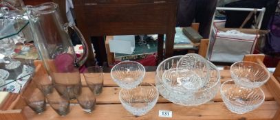 Smoky glass jug and glasses plus trifle bowl with matching dessert bowls COLLECT ONLY