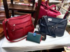 An Antler handbag, 2 other handbags plus 2 purses etc
