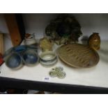 A mixed lot of studio pottery.