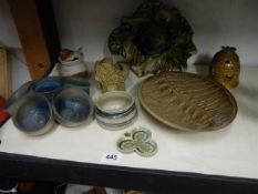 A mixed lot of studio pottery.