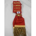 A K.O.M Lodge banner, No. 2376.