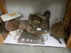 A quantity of old metal scales etc.,