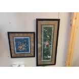 Two framed and glazed embroideries on silk, COLLECT ONLY