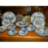 Approximately 28 pieces of blue and white table ware, COLLECT ONLY.