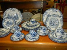 Approximately 28 pieces of blue and white table ware, COLLECT ONLY.