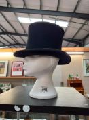 A vintage Hope brothers London top hat, some discolouration to parts of hat