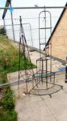 2 metal obelisks & a tiered shelf COLLECT ONLY