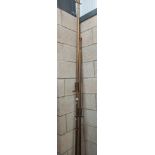 2 brass coloured curtain poles with rings, length 227cm and 287cm COLLECT ONLY
