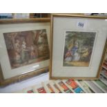 Two early 20th century framed and glazed coloured engravings, COLLECT ONLY.